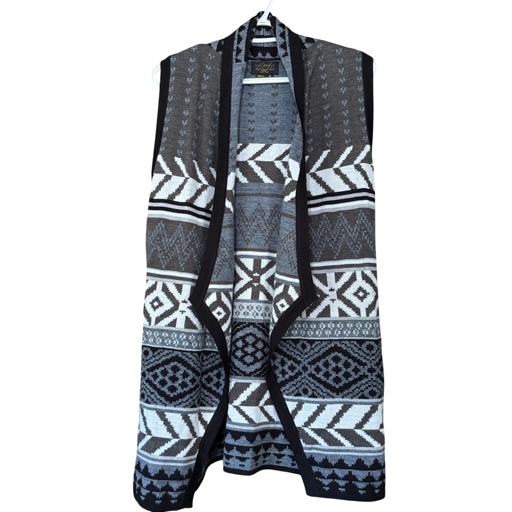 Icelandic Design Women Small Cardigan Sweater Jacket Wool Blend Knit Draped Long
